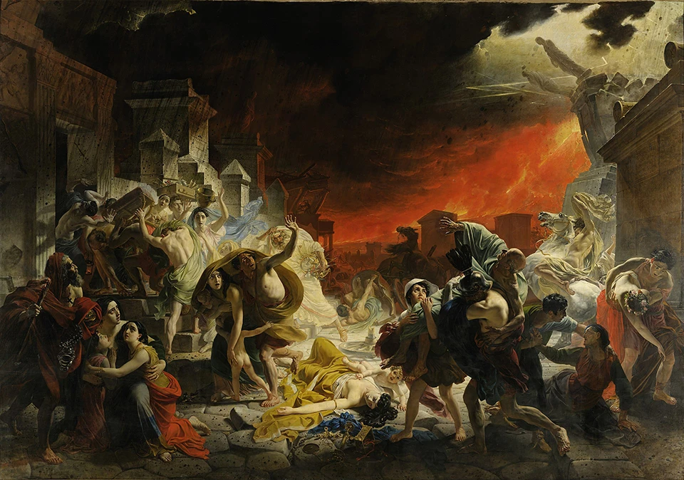 schilderij van KarlBrullov De laatste dag van Pompeii