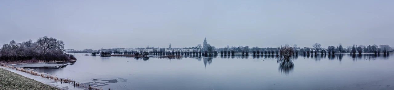 winters panorama IJsselkade Zutphen