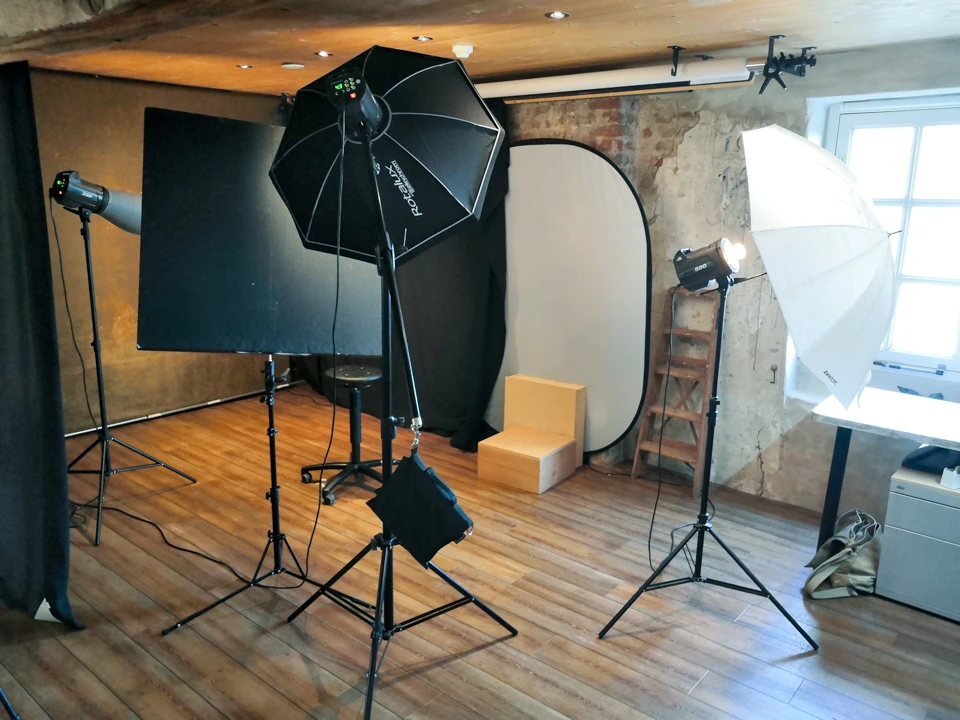 de studio setup voor de fotoshoot